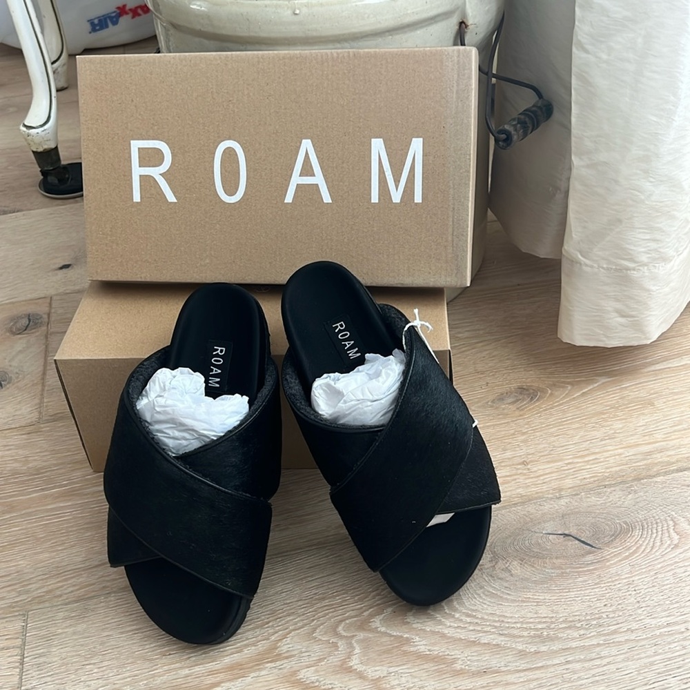 Black calf hair Roam sandals
